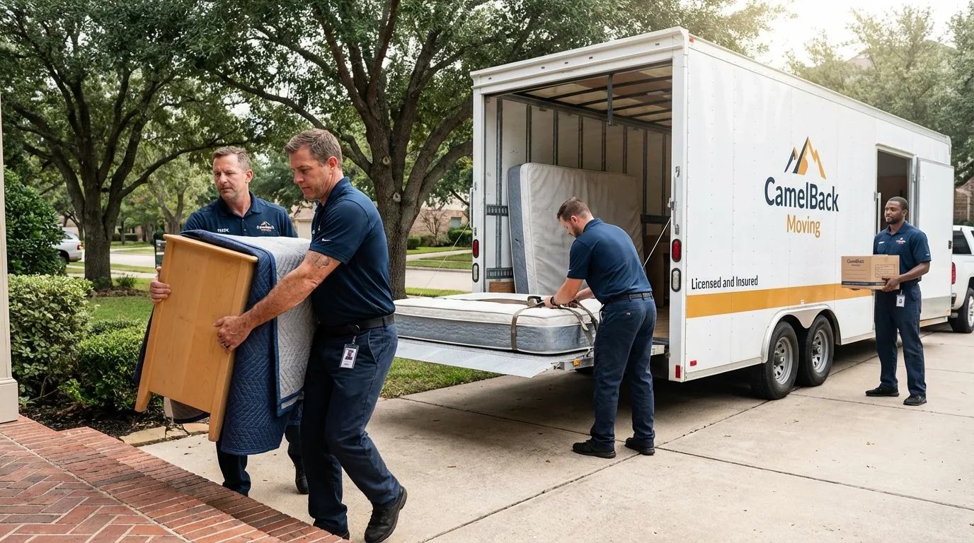 Crew loading residential truck for cross-state move from Baltimore, MD