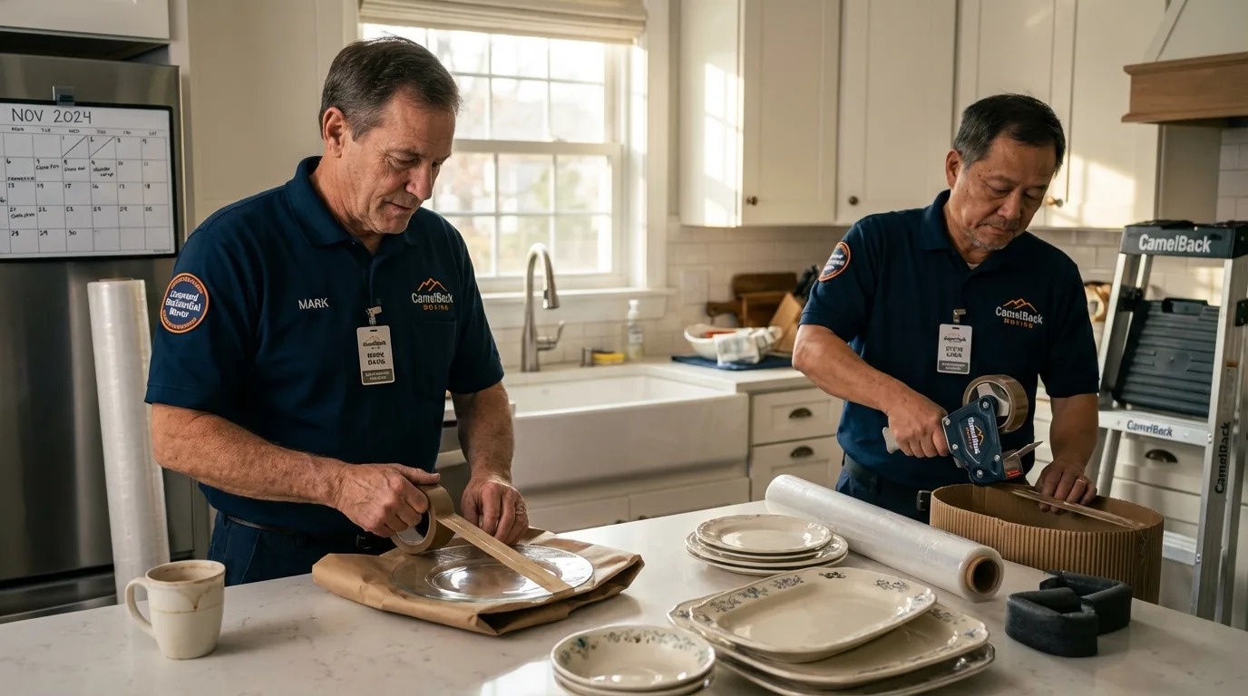 Professional crew packing kitchen dishware in Baltimore, MD